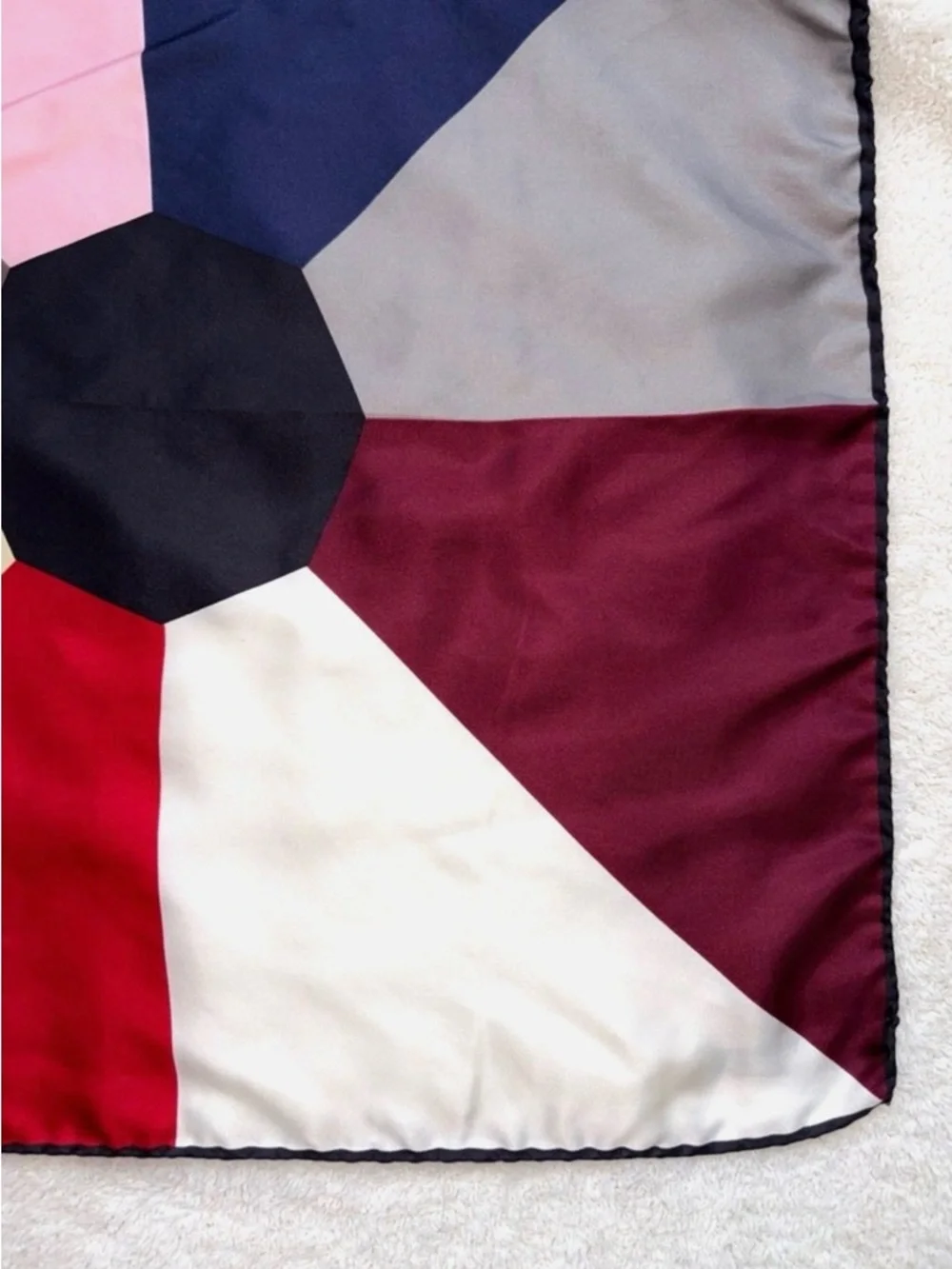 Vintage Italian Silk Scarf Geometric Colorblock Square Made in Italy